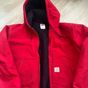 Men’s Red Carhartt Jacket hood